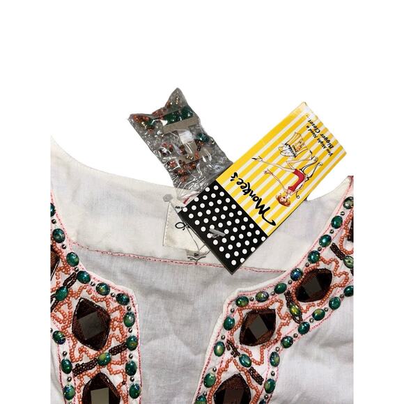 Milly New York Tunic Top NWT white/cream Jewels Mirror Embellished Sz 2 $274 - Picture 6 of 12